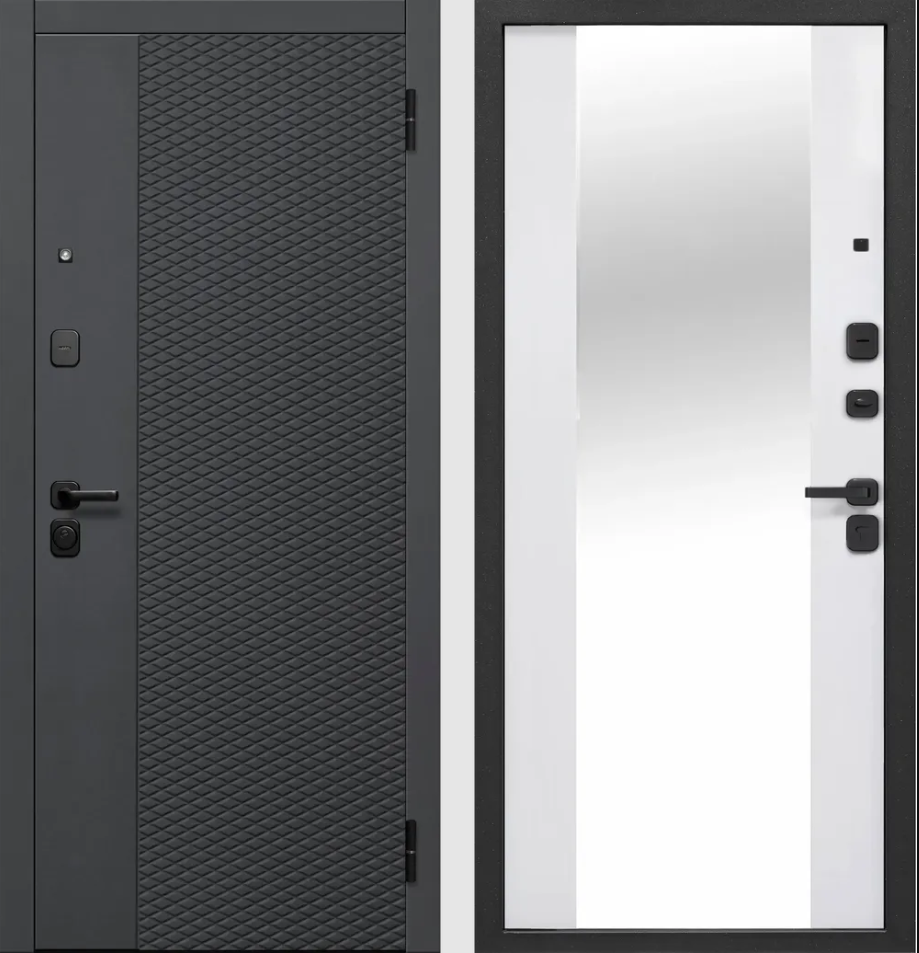 Зеркало Чёрный кварц/Эмалит белый